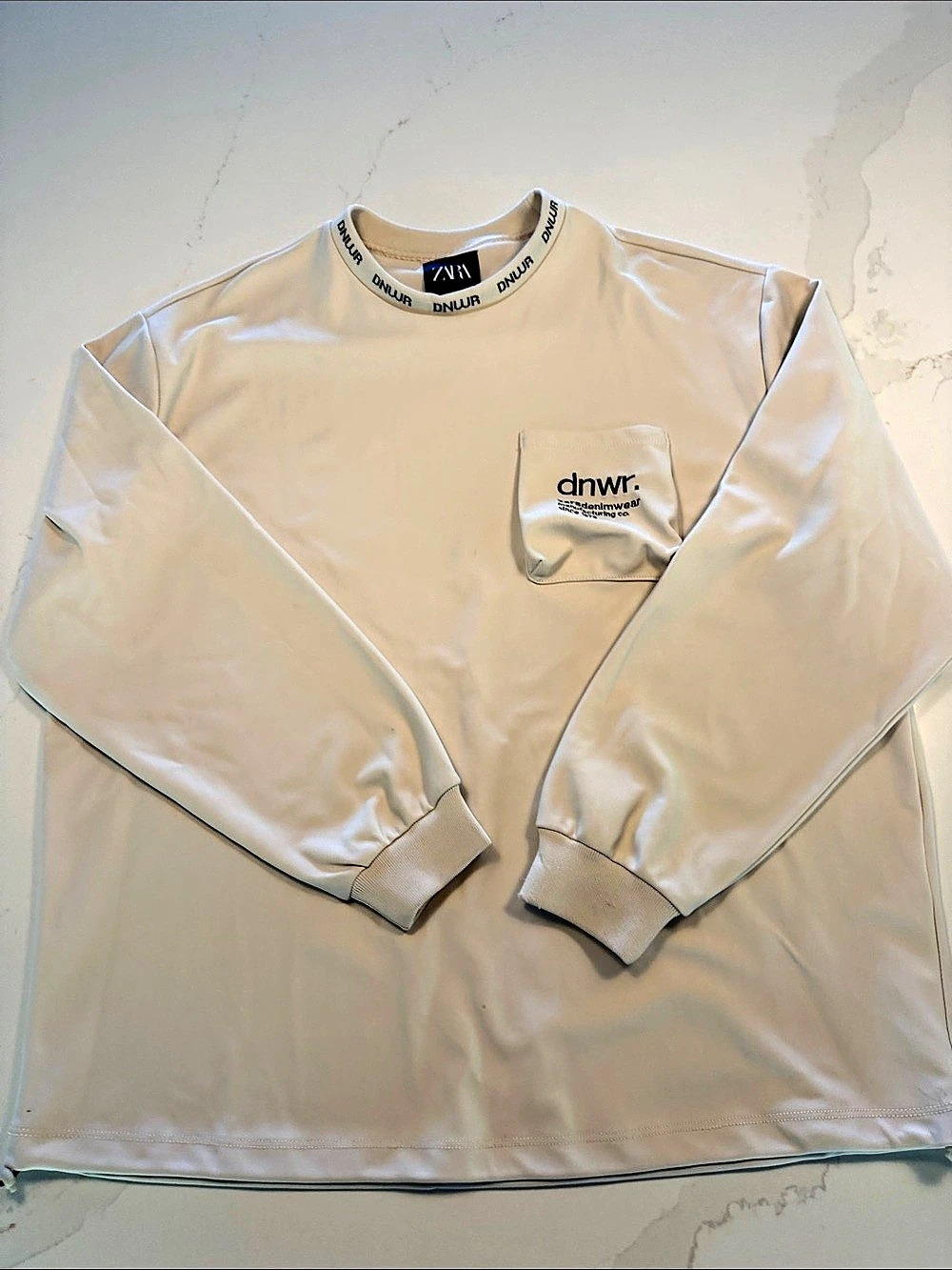 ZARA Two-Piece Sweatshirt Set in White & Pink Medium